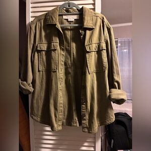 Olive Green Women's Button Up